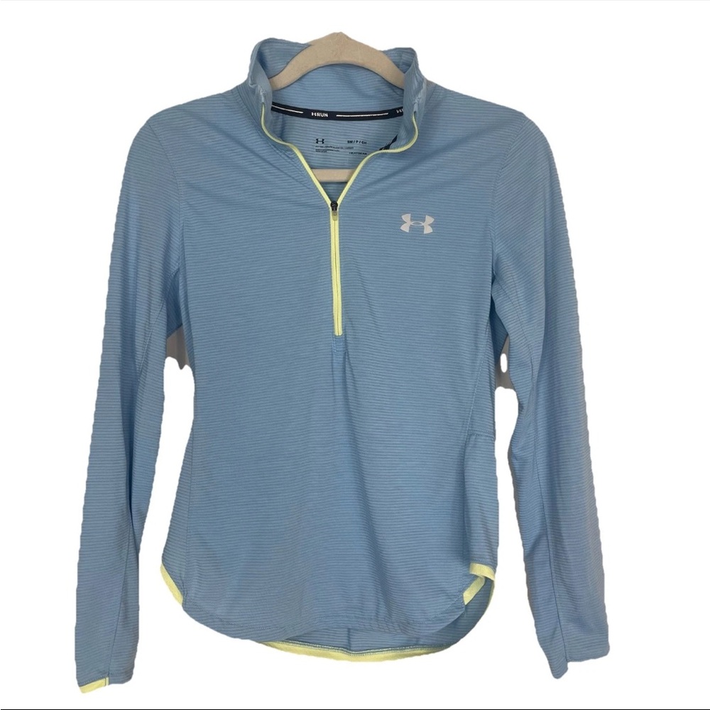 Under Armor Run Quarter Zip Pullover, Blue With Yellow Trim, Size Small